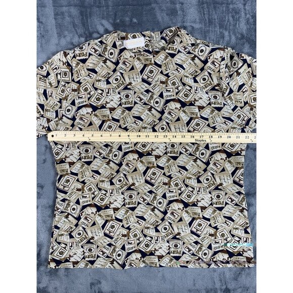 VTG Sophisticates By Pendleton Tan Mixed Print Long Sleeve Blouse Sz 14 USA Made - Picture 6 of 7